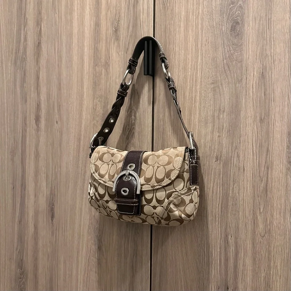 Vintage Y2K Coach Soho Signature Sufflette Tan Brown Shoulder Bag - Picture 3 of 7